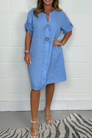 π100% linen button dress