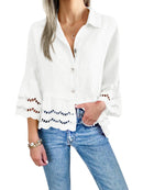 Women's Eyelet Lace Blouse Tops (Buy 2 Free Shipping)