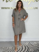 π100% linen button dress