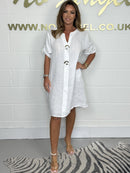 π100% linen button dress