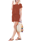 ANRABESS Short Sleeve Striped Jumpsuit with Pockets Short Pant Rompers Pajamas Loungewear