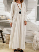 Women's Pure Color Elegant Cotton Dress