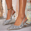 🔥Last Day 49% OFF - Thin Heel Banquet Shoes, European And American Style Rhinestone High Heel