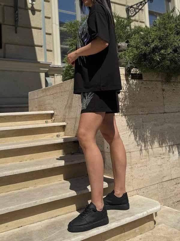 Women's Round Neck Short Sleeve Two Piece Suit