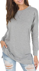 Women's Long Sleeve Side Slit Loose Tops (Buy 3 Free Shipping)