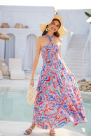 GRACE KARIN Women's Summer Dresses 2025 Halter Neck Sleeveless Smocked Backless Cut Out Floral Flowy A Line Maxi Dress