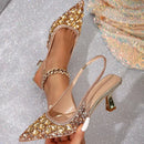 🔥Last Day 49% OFF - Thin Heel Banquet Shoes, European And American Style Rhinestone High Heel