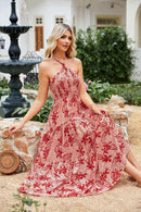 GRACE KARIN Women's Summer Dresses 2025 Halter Neck Sleeveless Smocked Backless Cut Out Floral Flowy A Line Maxi Dress