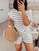 ANRABESS Casual Off Shoulder Elastic Waist Stretchy Long Romper Jumpsuit