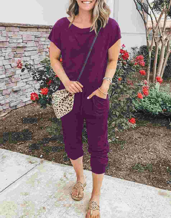 ANRABESS Casual Off Shoulder Elastic Waist Stretchy Long Romper Jumpsuit