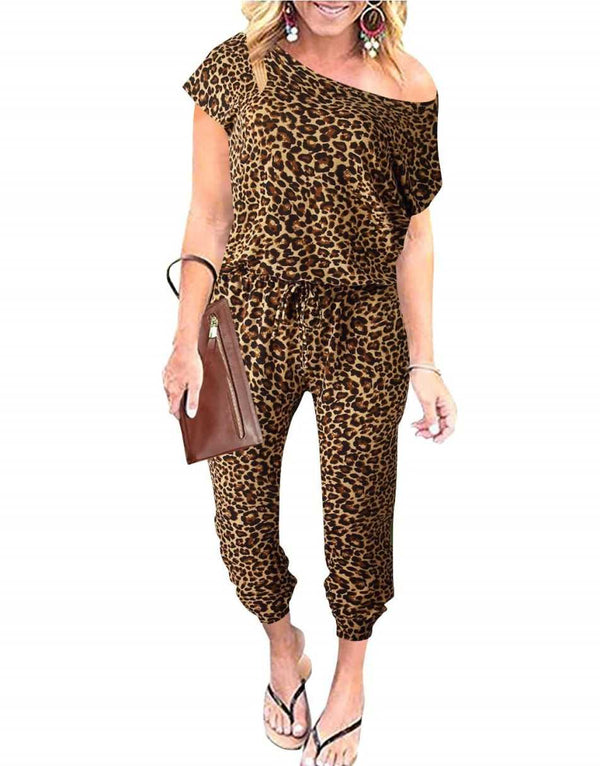 ANRABESS Casual Off Shoulder Elastic Waist Stretchy Long Romper Jumpsuit