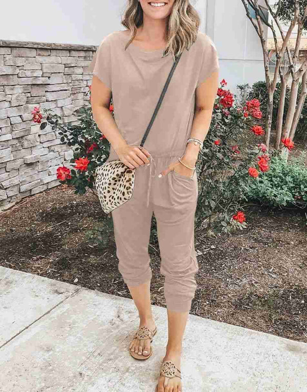 ANRABESS Casual Off Shoulder Elastic Waist Stretchy Long Romper Jumpsuit
