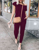 ANRABESS Casual Off Shoulder Elastic Waist Stretchy Long Romper Jumpsuit
