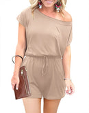 ANRABESS Casual Off Shoulder Elastic Waist Stretchy Long Romper Jumpsuit