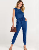 ANRABESS Crewneck Sleeveless Stretchy Jumpsuits Rompers with Pockets