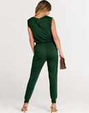 ANRABESS Crewneck Sleeveless Stretchy Jumpsuits Rompers with Pockets