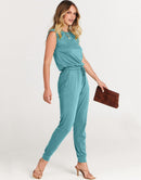 ANRABESS Crewneck Sleeveless Stretchy Jumpsuits Rompers with Pockets