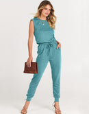 ANRABESS Crewneck Sleeveless Stretchy Jumpsuits Rompers with Pockets