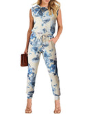 ANRABESS Crewneck Sleeveless Stretchy Jumpsuits Rompers with Pockets