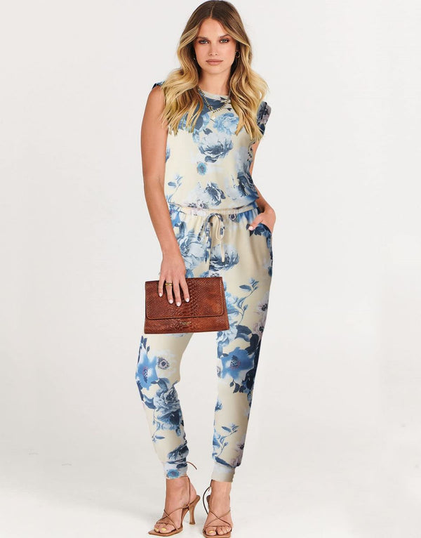 ANRABESS Crewneck Sleeveless Stretchy Jumpsuits Rompers with Pockets