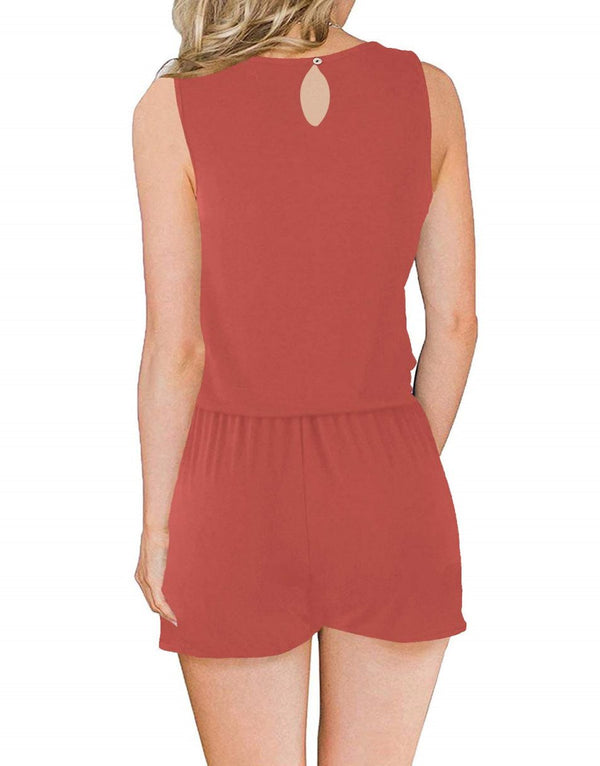 ANRABESS Scoop Neck Sleeveless Tank Top Short Jumpsuit Rompers with Pockets