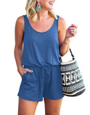 ANRABESS Scoop Neck Sleeveless Tank Top Short Jumpsuit Rompers with Pockets