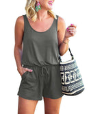 ANRABESS Scoop Neck Sleeveless Tank Top Short Jumpsuit Rompers with Pockets