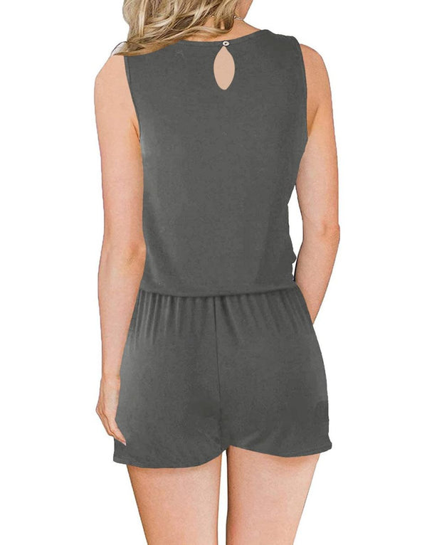 ANRABESS Scoop Neck Sleeveless Tank Top Short Jumpsuit Rompers with Pockets