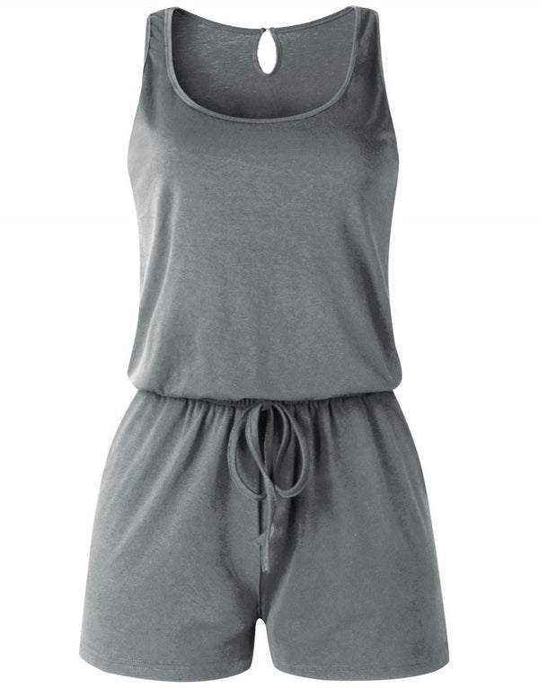 ANRABESS Scoop Neck Sleeveless Tank Top Short Jumpsuit Rompers with Pockets