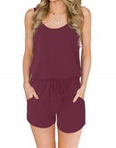 ANRABESS Scoop Neck Sleeveless Tank Top Short Jumpsuit Rompers with Pockets