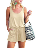 ANRABESS Scoop Neck Sleeveless Tank Top Short Jumpsuit Rompers with Pockets