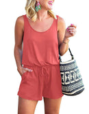 ANRABESS Scoop Neck Sleeveless Tank Top Short Jumpsuit Rompers with Pockets