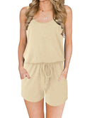 ANRABESS Scoop Neck Sleeveless Tank Top Short Jumpsuit Rompers with Pockets
