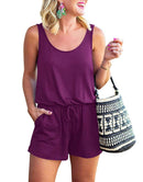 ANRABESS Scoop Neck Sleeveless Tank Top Short Jumpsuit Rompers with Pockets