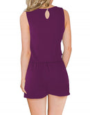 ANRABESS Scoop Neck Sleeveless Tank Top Short Jumpsuit Rompers with Pockets