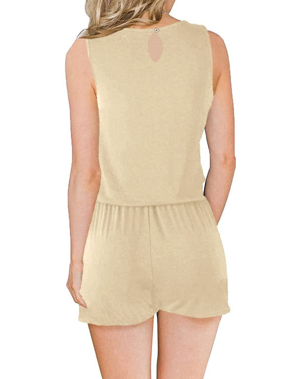 ANRABESS Scoop Neck Sleeveless Tank Top Short Jumpsuit Rompers with Pockets
