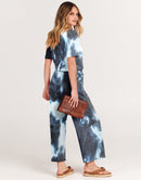 ANRABESS Short Sleeve V Neck Elastic Waist Wide Leg Cropped Pant Jumpsuits Rompers