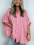 Women's Oversized Striped Button Down Top (Buy 2 Free Shipping)
