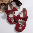 New Embroidered Bow Flat Mary Jane Shoes