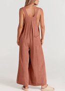 Sleeveless Wide Leg Jumpsuit with Pockets