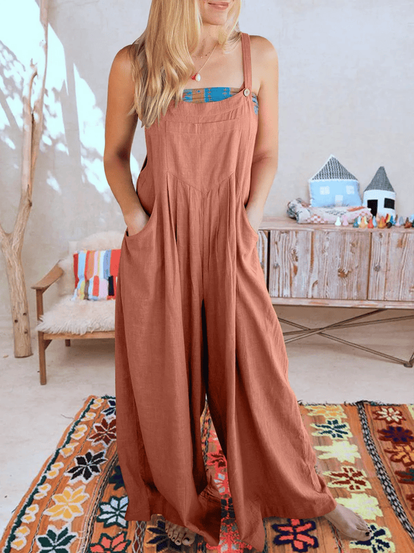 Sleeveless Wide Leg Jumpsuit with Pockets