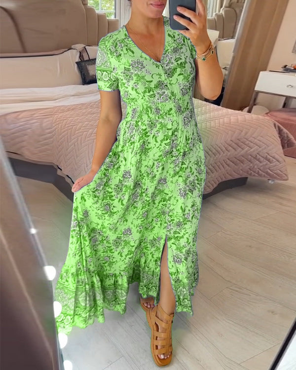 (💃Hot Sale - 45% OFF🔥)Floral print v-neck dress