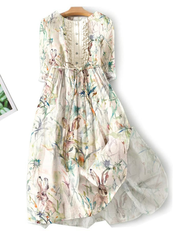 Casual Literary Floral Print Dress