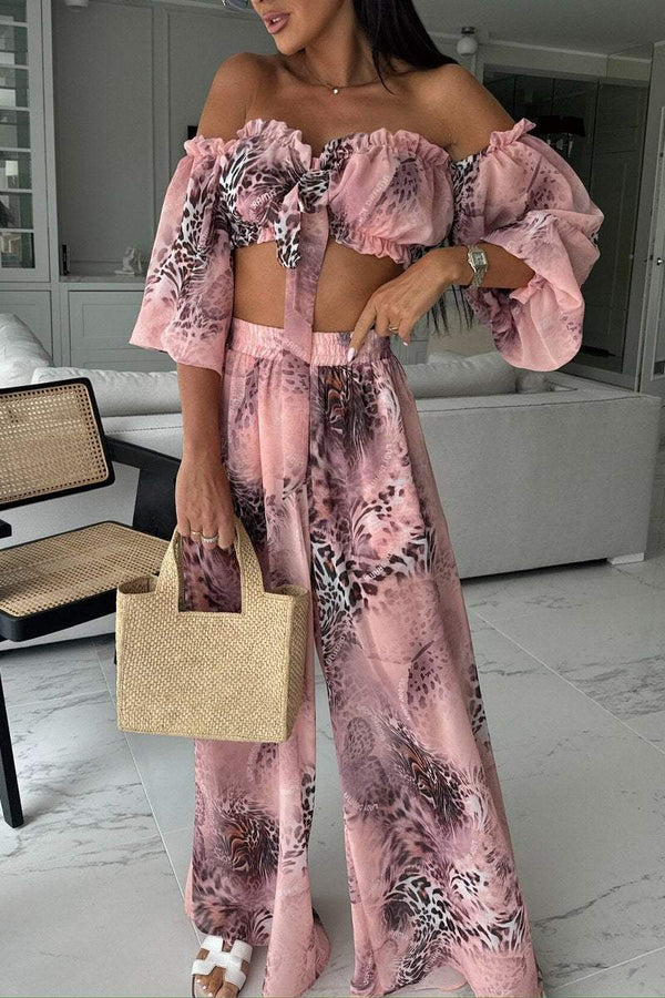Women's Printed chiffon leisure suit