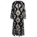 Women's Casual Dress Long Sleeve Bohemian Style Dress Long Sleeve Floral Tie Spring V Neck