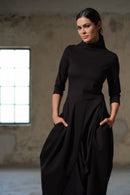 Black asymmetric dress, Avant garde dress, Extravagant Long Dress, Slow fashion, Capsule wardrobe, Sustainable clothes