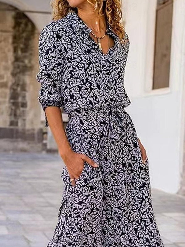 Women's Shirt Dress Floral Pocket Print Shirt Collar Long Dress Maxi Dress Bohemia Daily Vacation Long Sleeve Summer